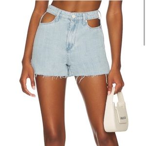 Blank NYC High Rise Cut Out Light Wash Denim Shorts NWT